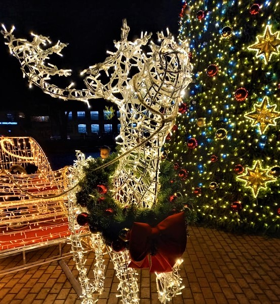 Vaikams dedikuotą kalėdinę eglę Kretingos centre planuojama palikti įžiebtą ir Naujųjų metų naktį. Aušrinės Sinušaitės nuotr.