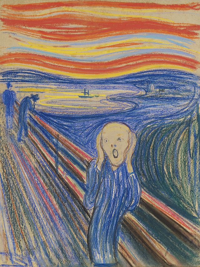 Egzistencinę baimę perteikiantis norvegų menininko Edvardo Muncho tapytas portretas "Šauksmas",  antras pagal garsumą meno kūrinys visoje meno istorijoje.